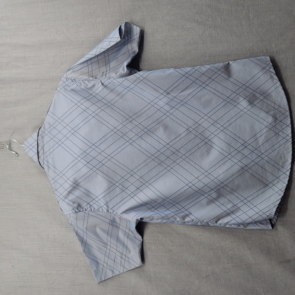 Lacoste Button Down Short Sleeve Gray W/Thin Stri… - image 6